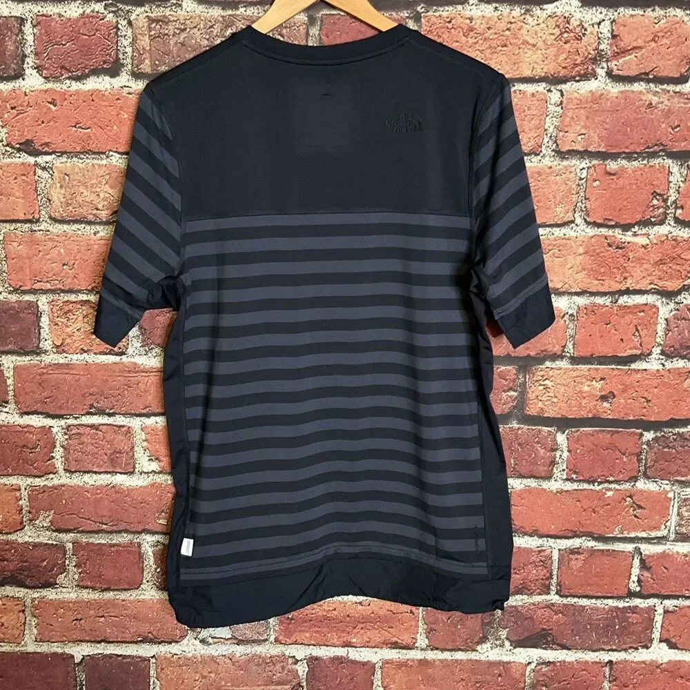 Mens North Face Border Yarn Dyed TECH Black Series Tee T Shirt Blue Small NWT